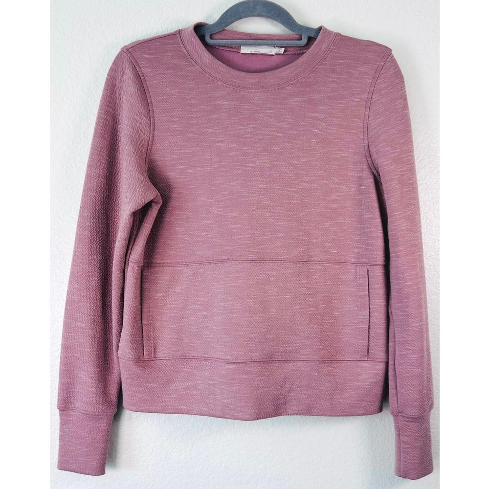 Prana Gorpcore Outdoor Pink Heathered Jacquard Kangaroo Pocket Sweatshirt SZ S